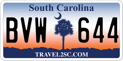 SC license plate BVW644