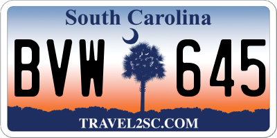 SC license plate BVW645