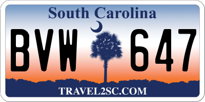 SC license plate BVW647