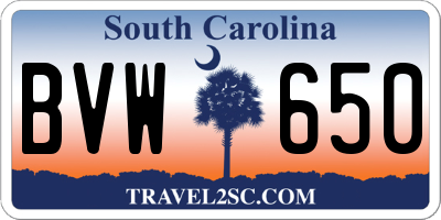 SC license plate BVW650