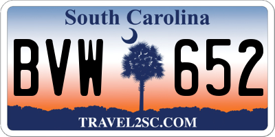 SC license plate BVW652