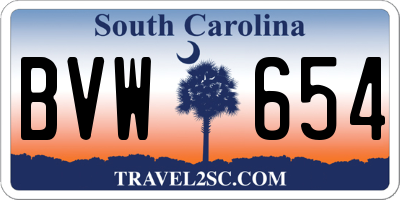 SC license plate BVW654
