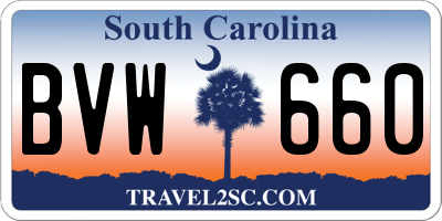SC license plate BVW660