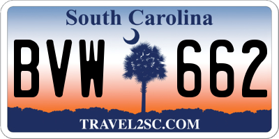 SC license plate BVW662