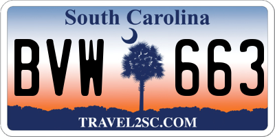 SC license plate BVW663