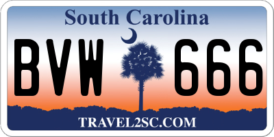 SC license plate BVW666