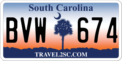 SC license plate BVW674