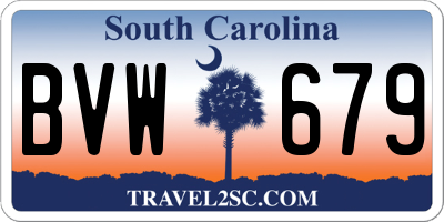 SC license plate BVW679