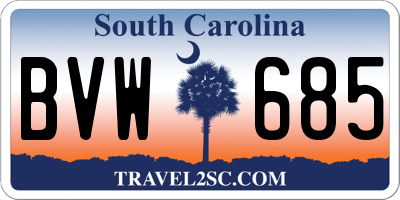 SC license plate BVW685