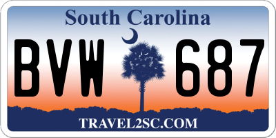 SC license plate BVW687