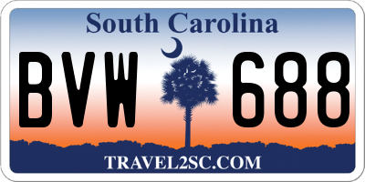 SC license plate BVW688