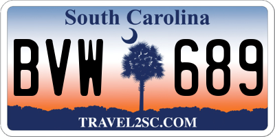 SC license plate BVW689
