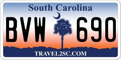 SC license plate BVW690