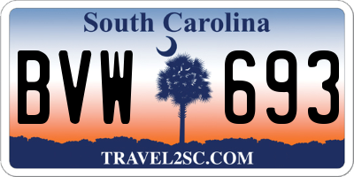 SC license plate BVW693