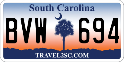 SC license plate BVW694