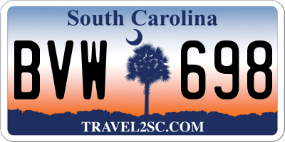 SC license plate BVW698