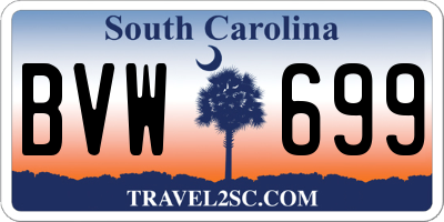 SC license plate BVW699
