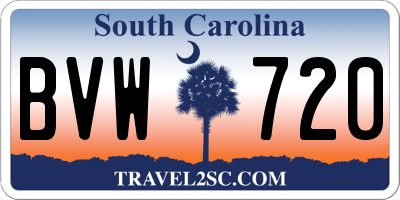 SC license plate BVW720