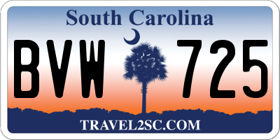 SC license plate BVW725
