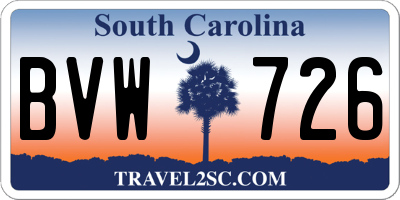 SC license plate BVW726