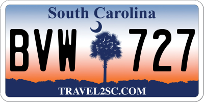 SC license plate BVW727