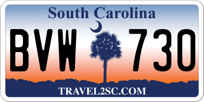 SC license plate BVW730