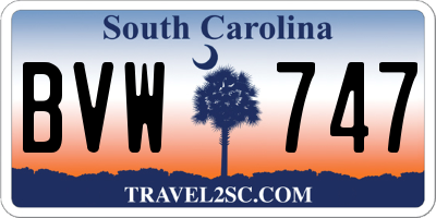 SC license plate BVW747