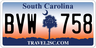 SC license plate BVW758