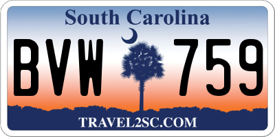 SC license plate BVW759