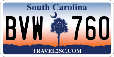 SC license plate BVW760