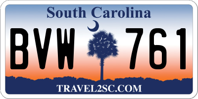 SC license plate BVW761