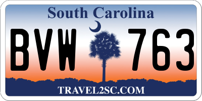 SC license plate BVW763