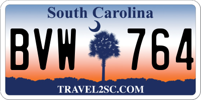 SC license plate BVW764