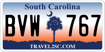 SC license plate BVW767