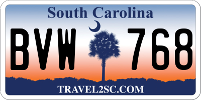 SC license plate BVW768