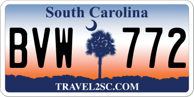 SC license plate BVW772