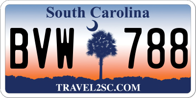 SC license plate BVW788