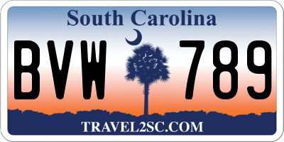 SC license plate BVW789