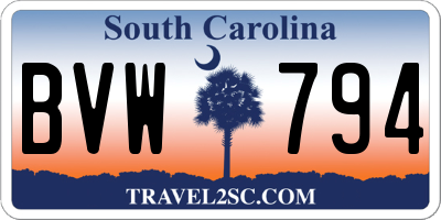 SC license plate BVW794