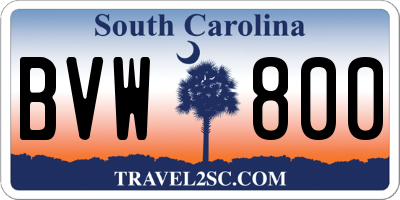 SC license plate BVW800