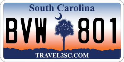 SC license plate BVW801
