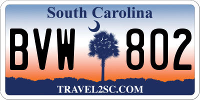 SC license plate BVW802