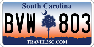 SC license plate BVW803
