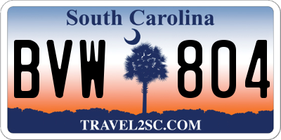 SC license plate BVW804