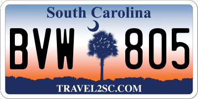 SC license plate BVW805