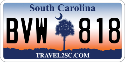 SC license plate BVW818
