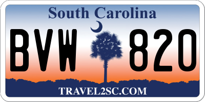 SC license plate BVW820