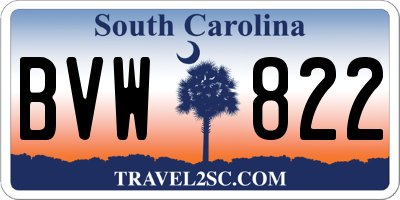SC license plate BVW822