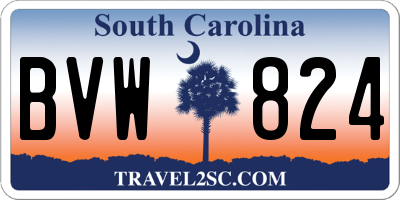 SC license plate BVW824