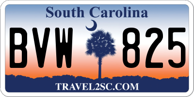 SC license plate BVW825
